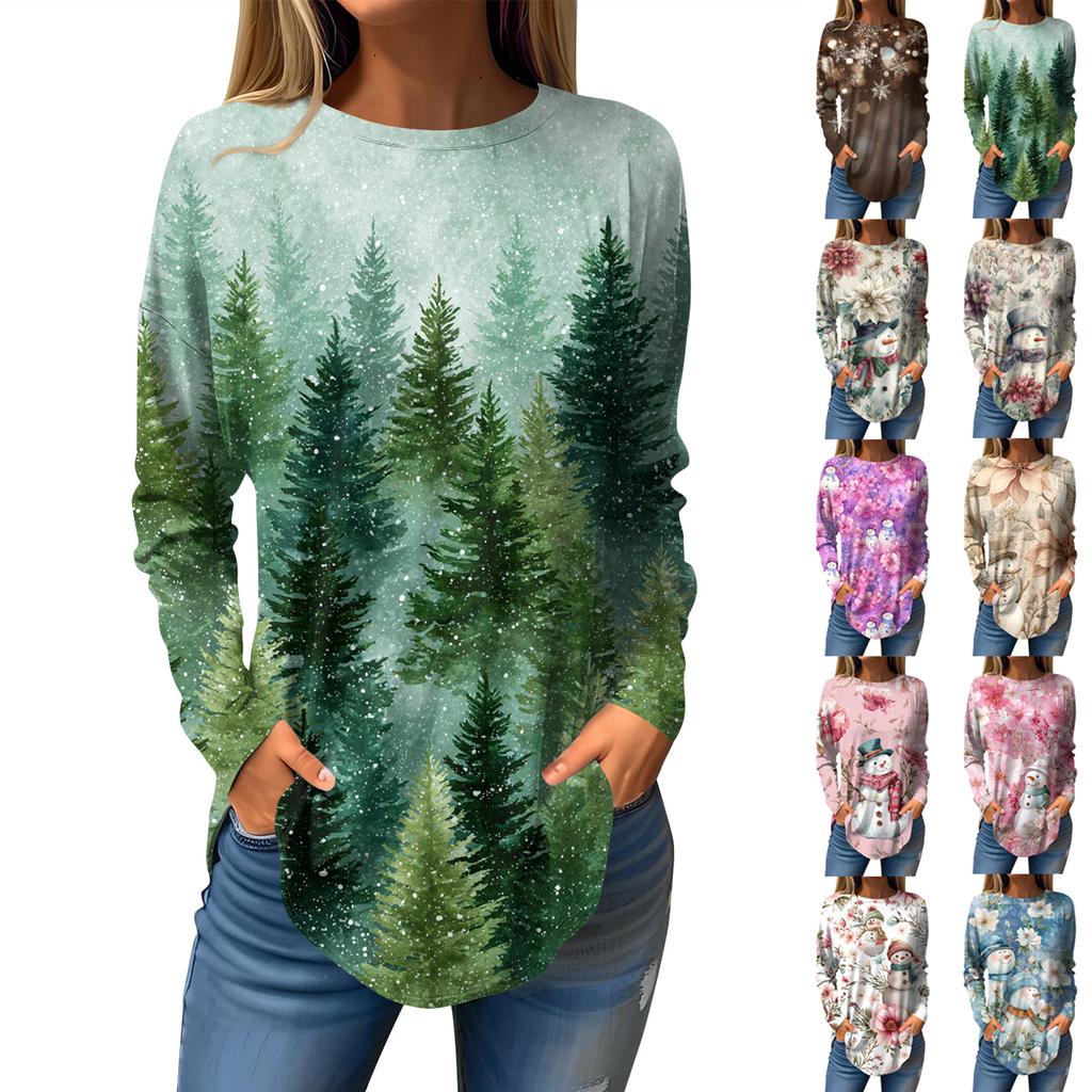 Tee Shirts For Women Fall Casual Long Sleeve Shirts Sweatshirt Vintage Graphic Printing Top Pullover Valentine's Day