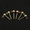 14K Gold Filled Round Bead Ear Pins: Ball Stud Earrings with Ring for DIY Jewelry Accessories.