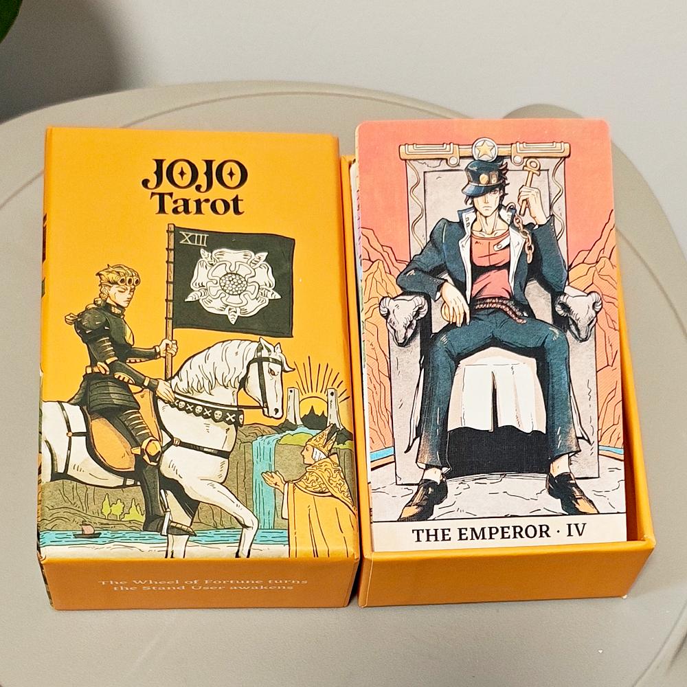 JOJO Tarot Cards Deck in Rigid Box, 80 Pcs Double-Sided Embossed Anime Tarot Cards Bizarre Adventure Tarot Deck 12x7cm