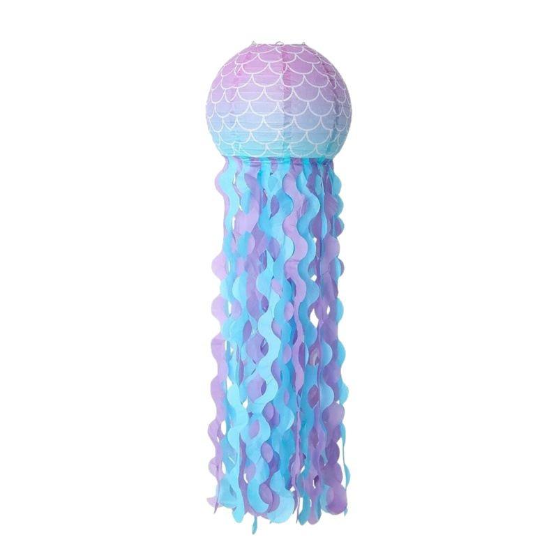 

Gradient Jellyfish Lanterns & Mermaid Scale Hanging Lights for Under the Sea Party Decor 10 inches