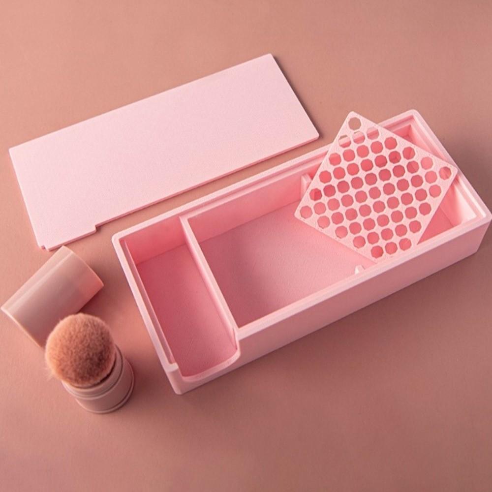 Built-In Brush Powder Storage Box Plastic Polymer Clay Powder Box Perforated Tray Clay Mold Tools