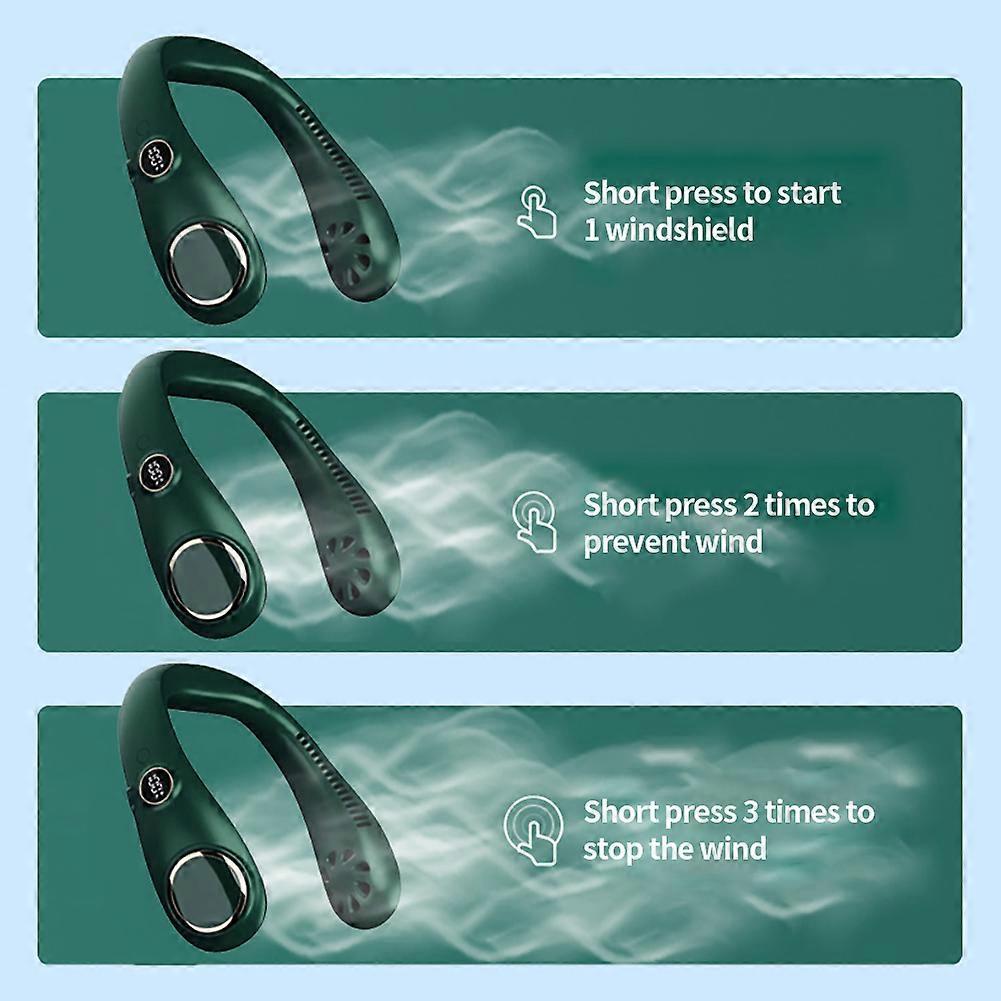 LED Bladeless Neckband Fan B Rechargeable Neck Hanging Cooler Portable Fan