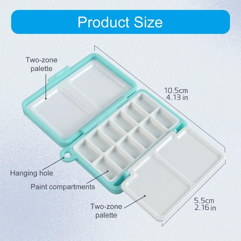 Watercolor Paint Palette 12 Well Folding Paint Storage Case Portable Watercolor Paint Mixing Tray for Artist Student