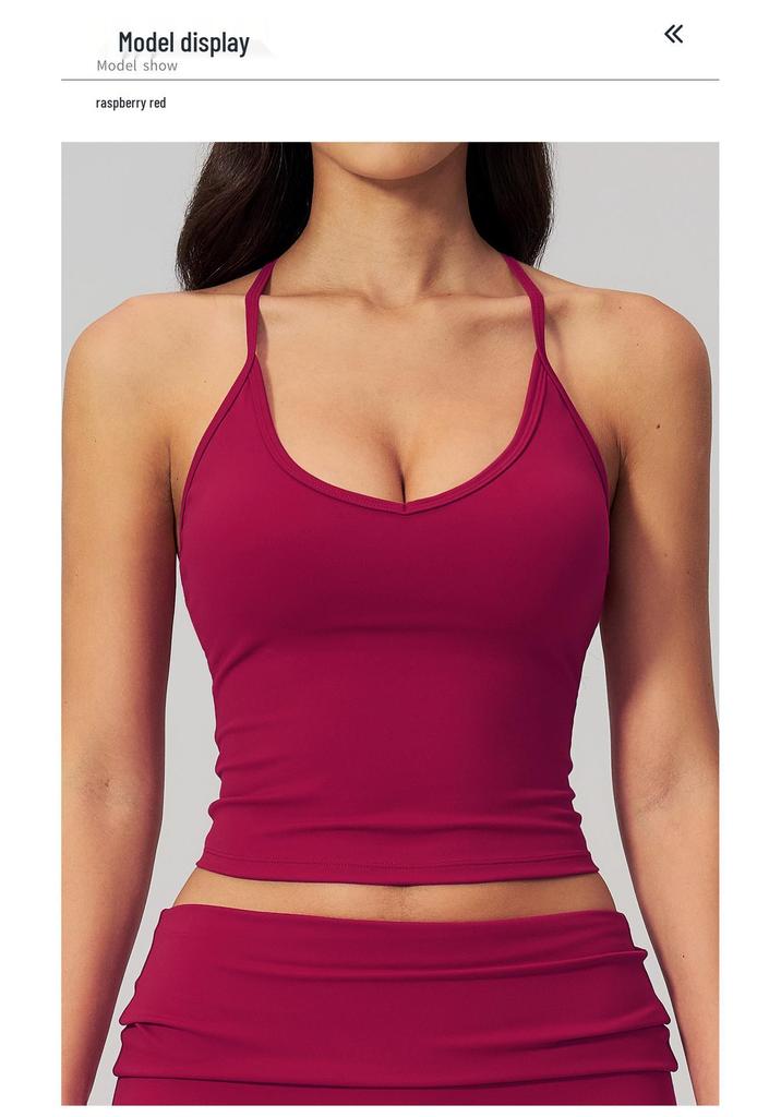 Introducing the Stylish Women's Quick-Dry Yoga Tank Top: Beautiful Design, Perfect for Fitness & Sports.