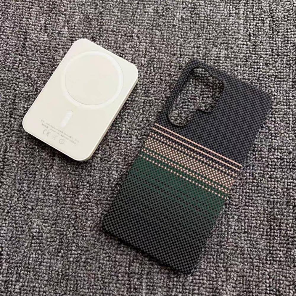 Slim Frameless Carbon Fiber Pattern Plastic Magnetic Case For Samsung S26 S25 S24 Ultra Plus For Magsafe Wireless Charge Cover