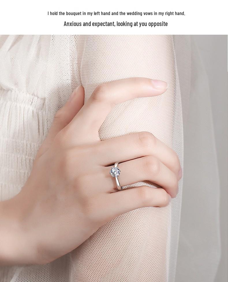 Min Yue S925 Silver Moissanite Open Ring - Exclusive Xiaohongshu Style