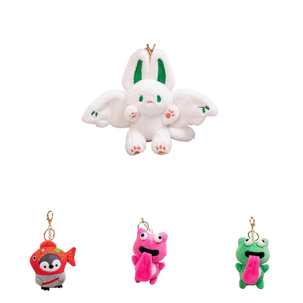 Flying Penguin Rabbit Plush Toy Keyring With Adorable Faces