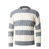 2024 Trendiger gestreifter Farbiger Schwarzer Pullover Herren Koreanischer Stil Lässiges Strickoberteil Unisex Modischer lockerer Rundhals-Pullover