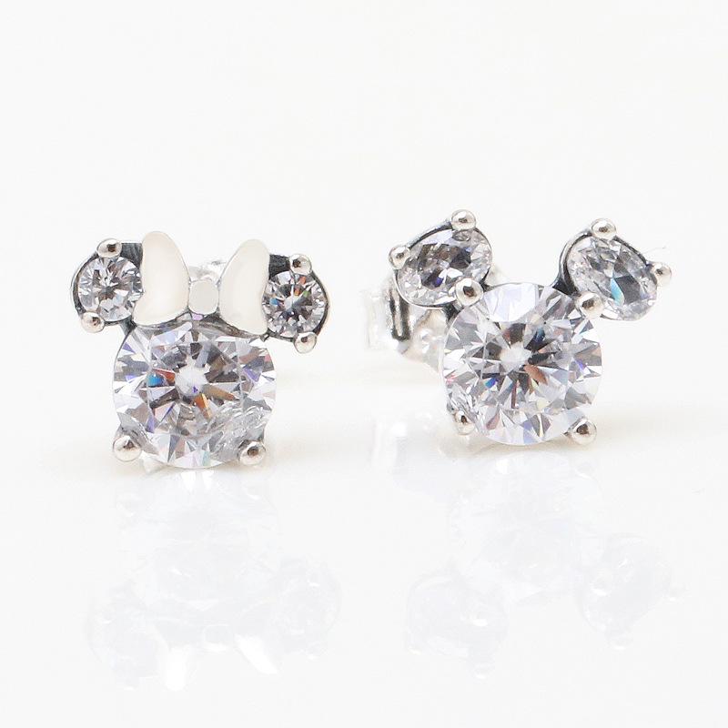 Mickey & Minnie Sparkling Stud Earrings - Fashionable Valentine's Day Gift for Women