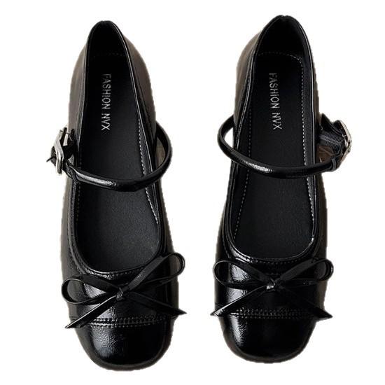 Silver light mouth ballet flat-soled single shoes for women's 2025 new summer skirt French round head Mary Jane shoes