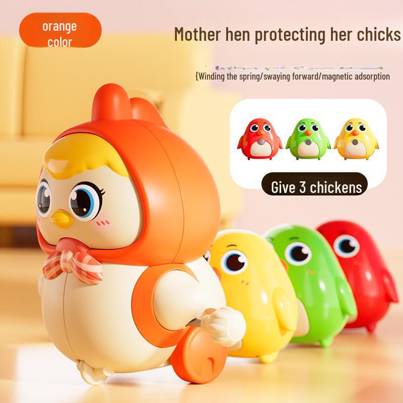 

[Бесплатная доставка] Детская заводная игрушка «Курица» с цыплятами – развивающая игрушка для скалолазания
