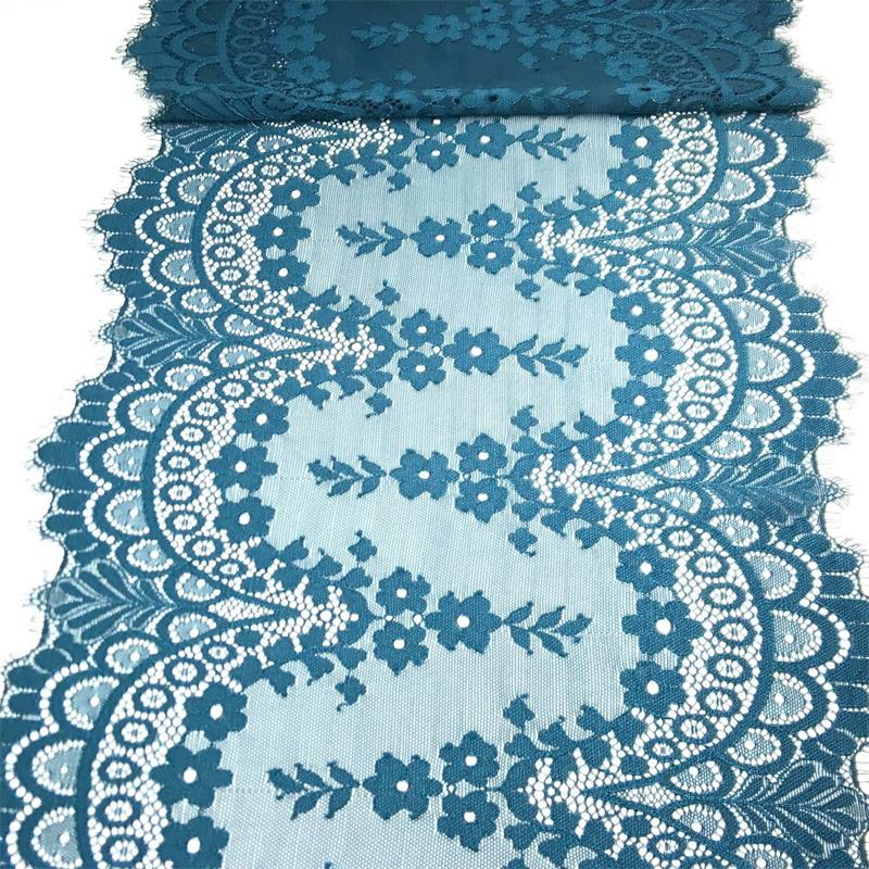 

( 2 Colors ) 1m x 31cm Elastic French Chantilly Eyelash Lace Fabric for Lingerie, Bra, Underwear, Garment, Sewing & Crafting 1 meter x 31 cm озеро синий
