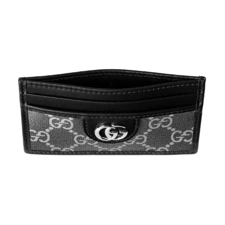 GUCCI Coated Fabric Card Holder Men's Black & Silver 834795-FAFUD-8643