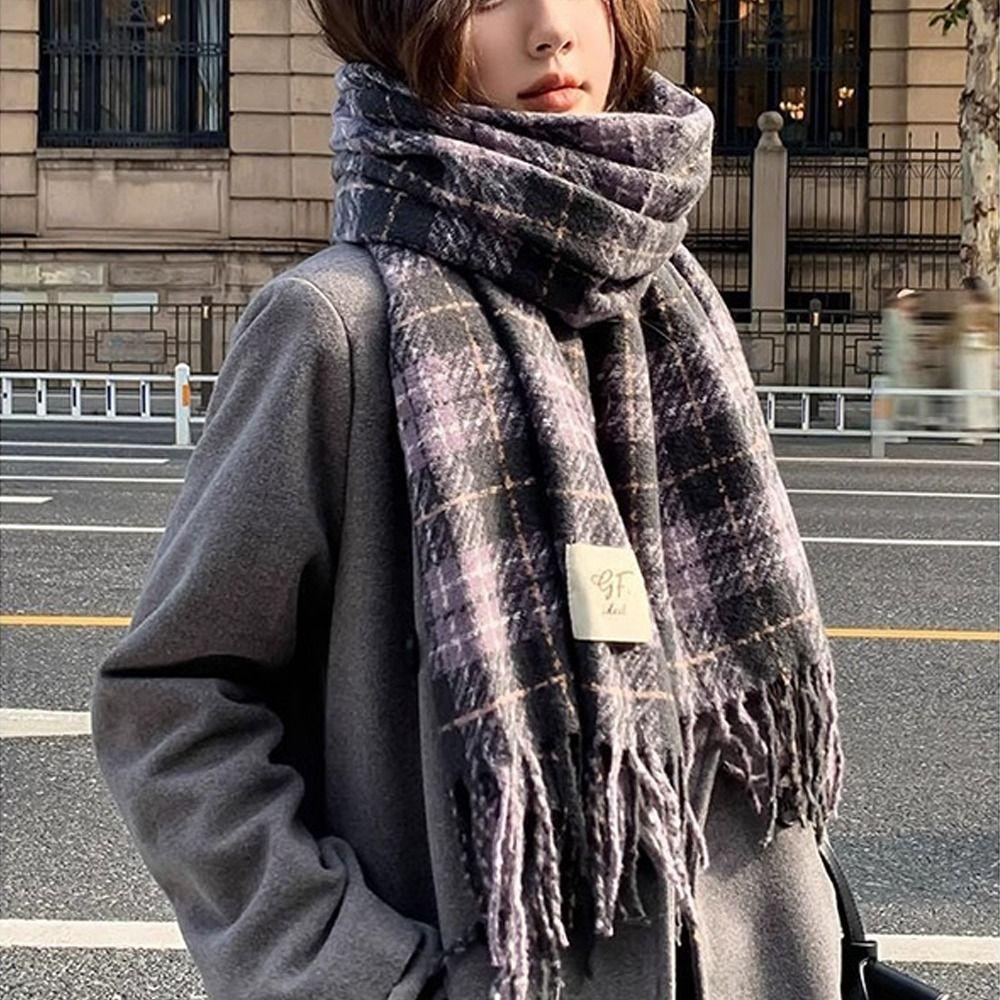 Soft Winter Scarf Thickened Neck Warmer Casual Shawl Wrap for Women