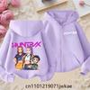 2025 New Purple Jacket Boys' and Girls' Sportswear Children's Top Hoodie KPop Devil Hunter Zipper Hoodie
