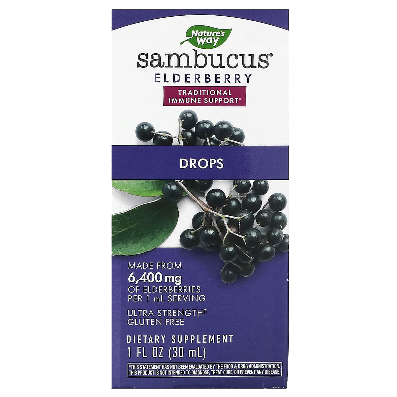 

Nature s Way, Sambucus Elderberry, Drops, 1 fl oz (30 ml)