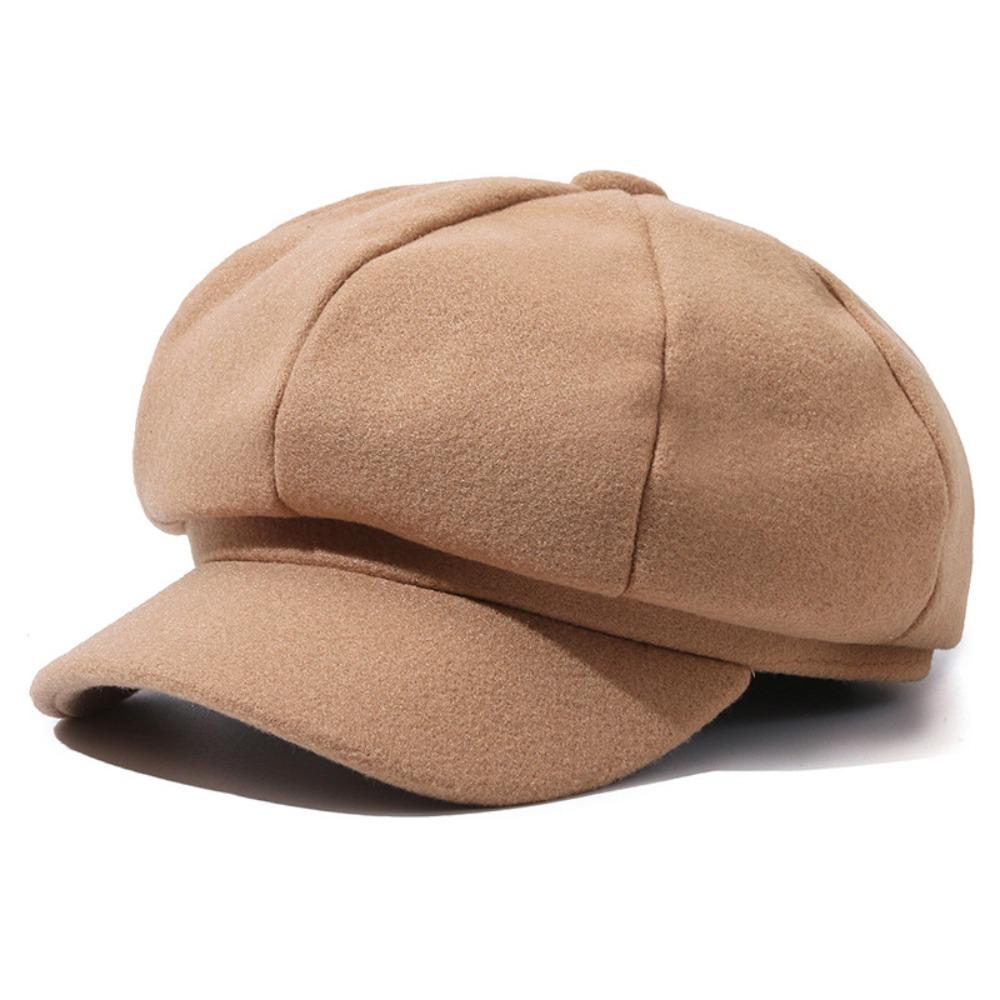 Woolen Fabric Baker Cap Solid Color Beret Hat Fashion Octagonal Cap  Autumn Winter