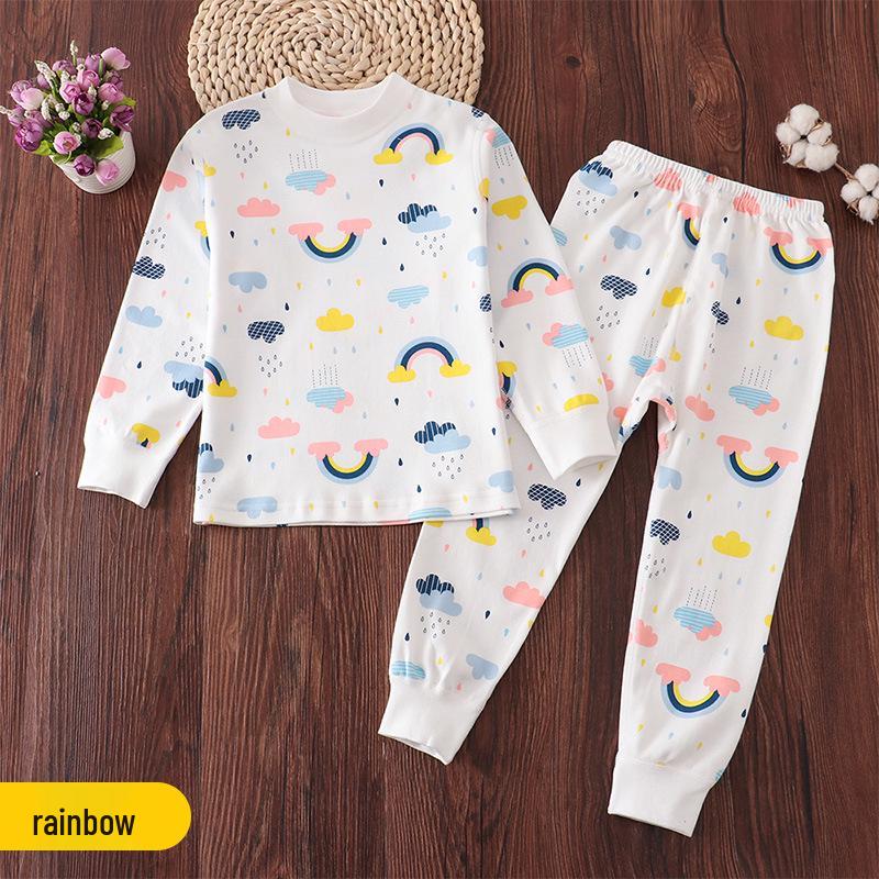 

Детский осенний комплект нижнего белья Zhongling из чистого хлопка - Унисекс пижама для мальчиков и девочек 100 cm