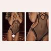 Women Sexy Bodysuit Low-cut Backless Sleeveless Thin See-through Hollow Fishnet Lace Deep