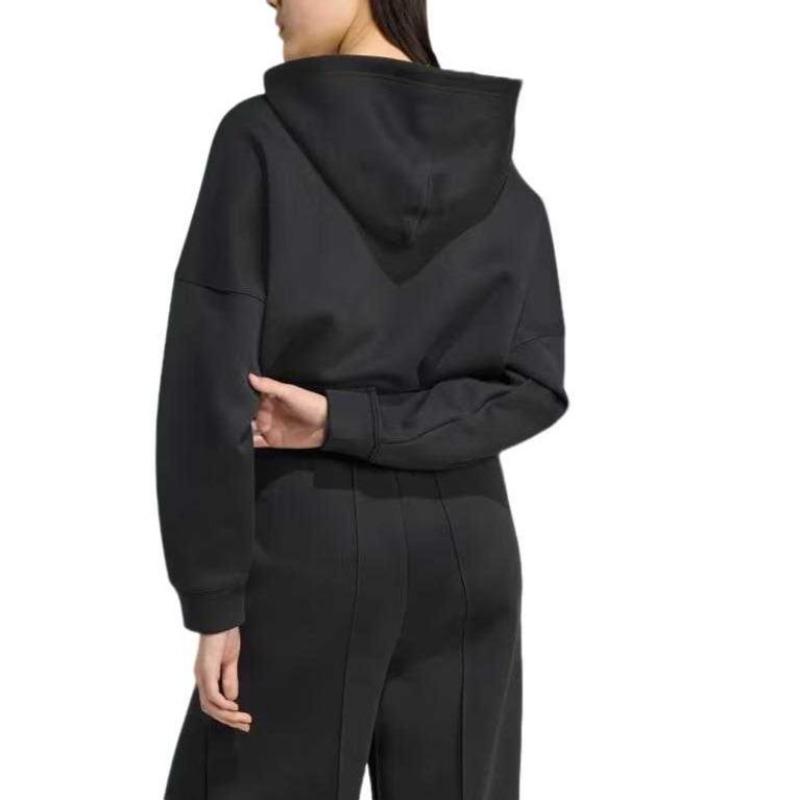 adidas Originals Women's Black Oversized Cropped Hoodie JX2701