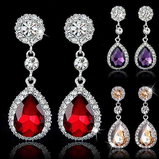 Women Luxury Water Drop Chandelier Earrings Rhinestone Ear Drops Jewelry for Daily Life