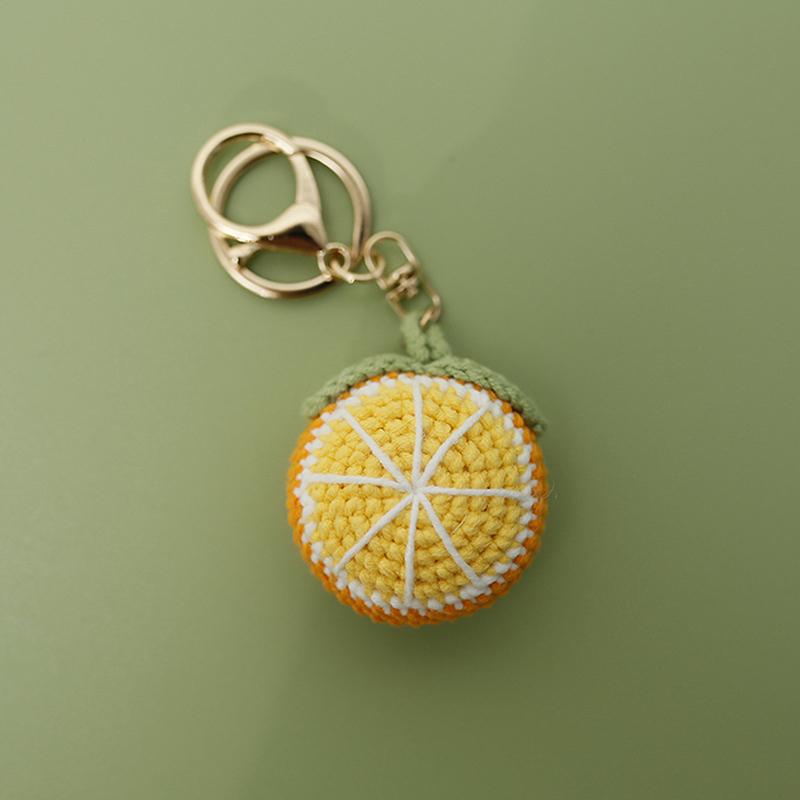 Creative Fruit Series Crochet Keychain Pendant Cute Mango Keyrings Hand Knit Keyrings Exquisite Backpack Decoration Gifts