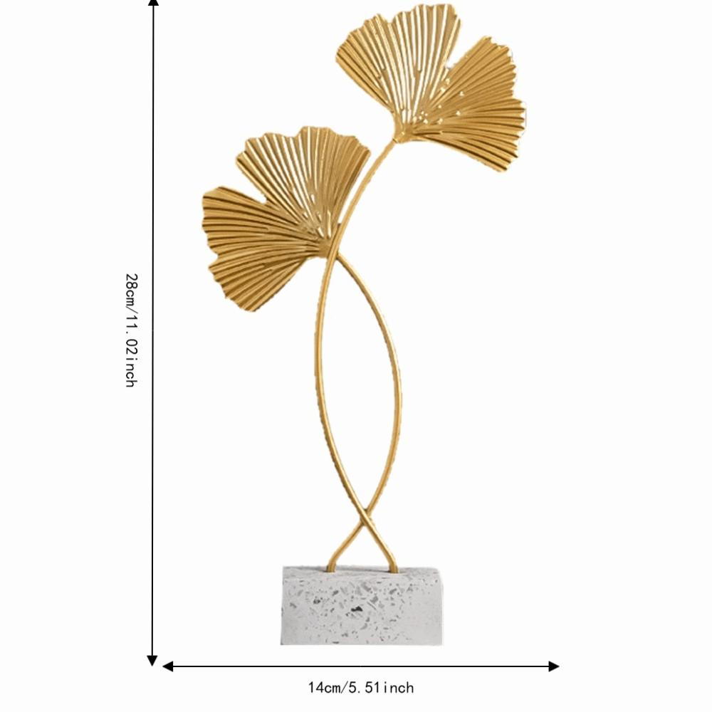 5.51in Iron Gold Leaf Cement Base Ornament  Bedroom Table Display Ornament