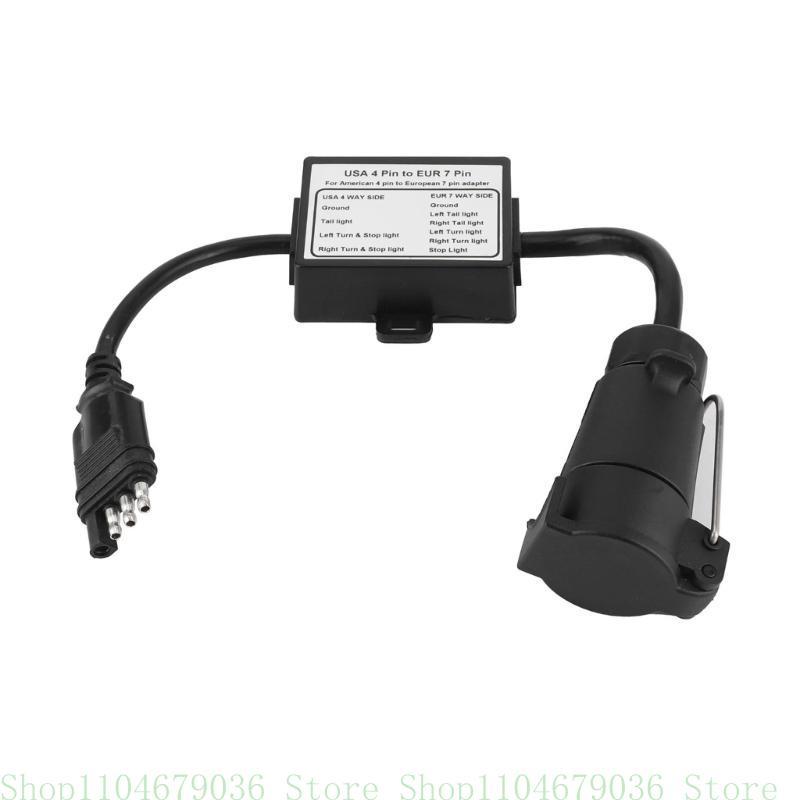 4 Pin to 7 Pin Adapter Converter Weather Resistant for Safe Trailer & Vehicle Connection Ensuring Stable Light Signals