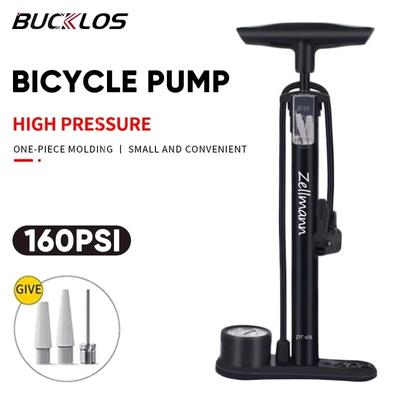 BUCKLOS Pompe à vélo 160 PSI Pompe à air avec manomètre Schrader Presta Valve Adaptateur Main Plancher Pompe Haute Pression pour Vélo