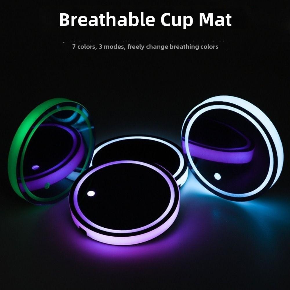 Anti Slip Colorful Cup Holder USB Charging Smart Glow Coaster  Interior Accessories