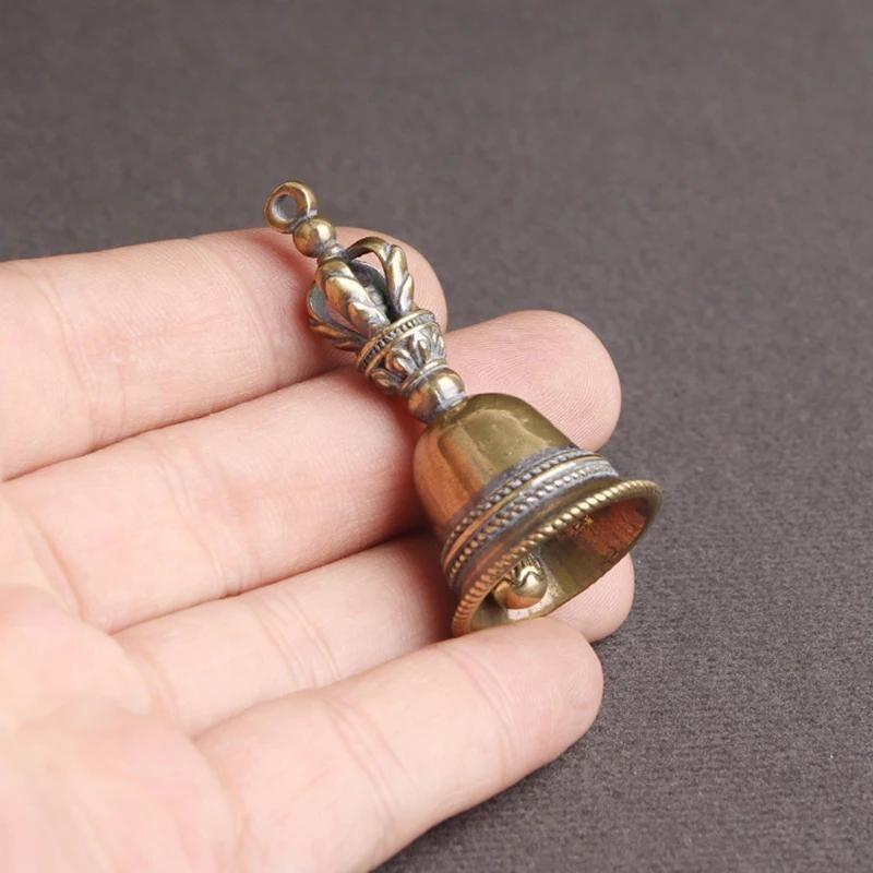 3Pcs Vintage Small Brass Bells Wind Chimes Crafts Tibetan Bronze Bell Ideas Copper Pendant Keychain Desk Decoration