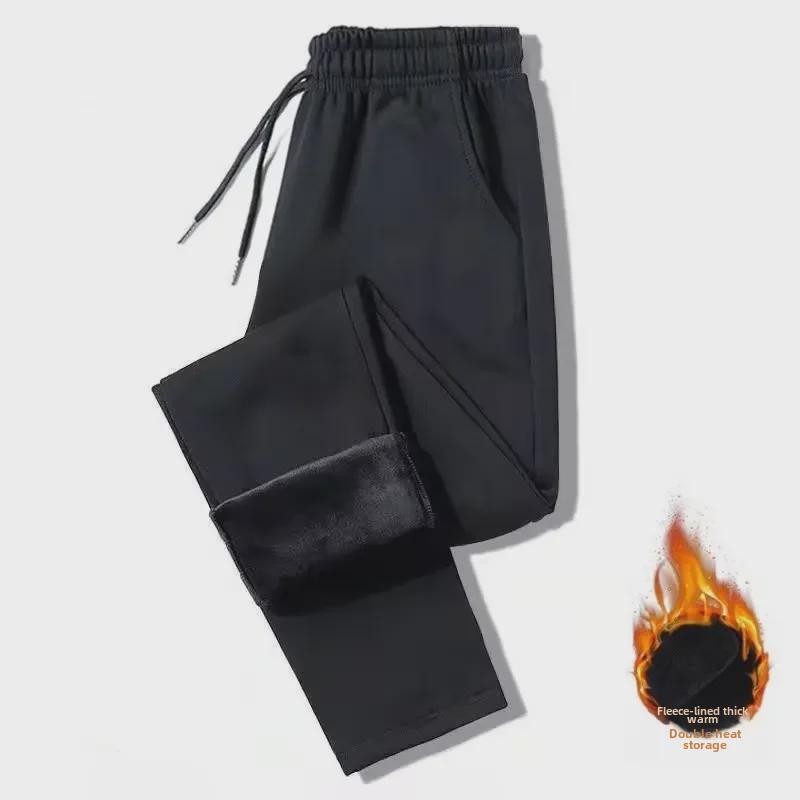 Men's Korean Style Lambskin Pants - Warm, Thick, Straight-Leg, Casual Sportswear for Autumn and Winter