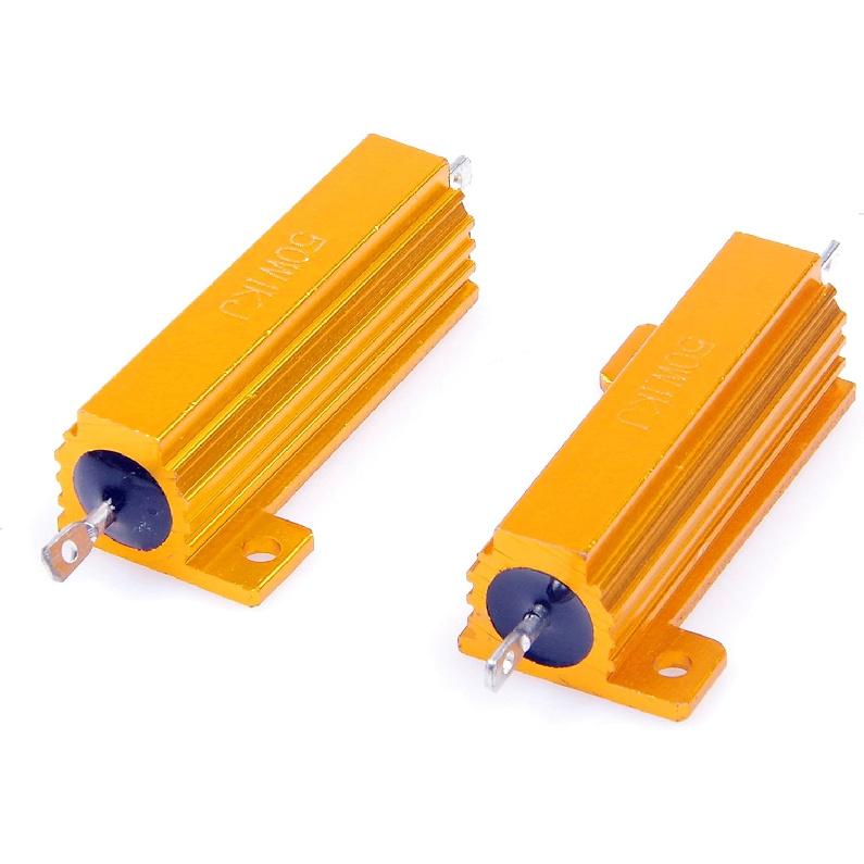 50 Watt 1K Ohm 1000 Ohm 5% Wirewound Resistor Electronic Aluminium Shell Resistors Gold (Pack of 2)