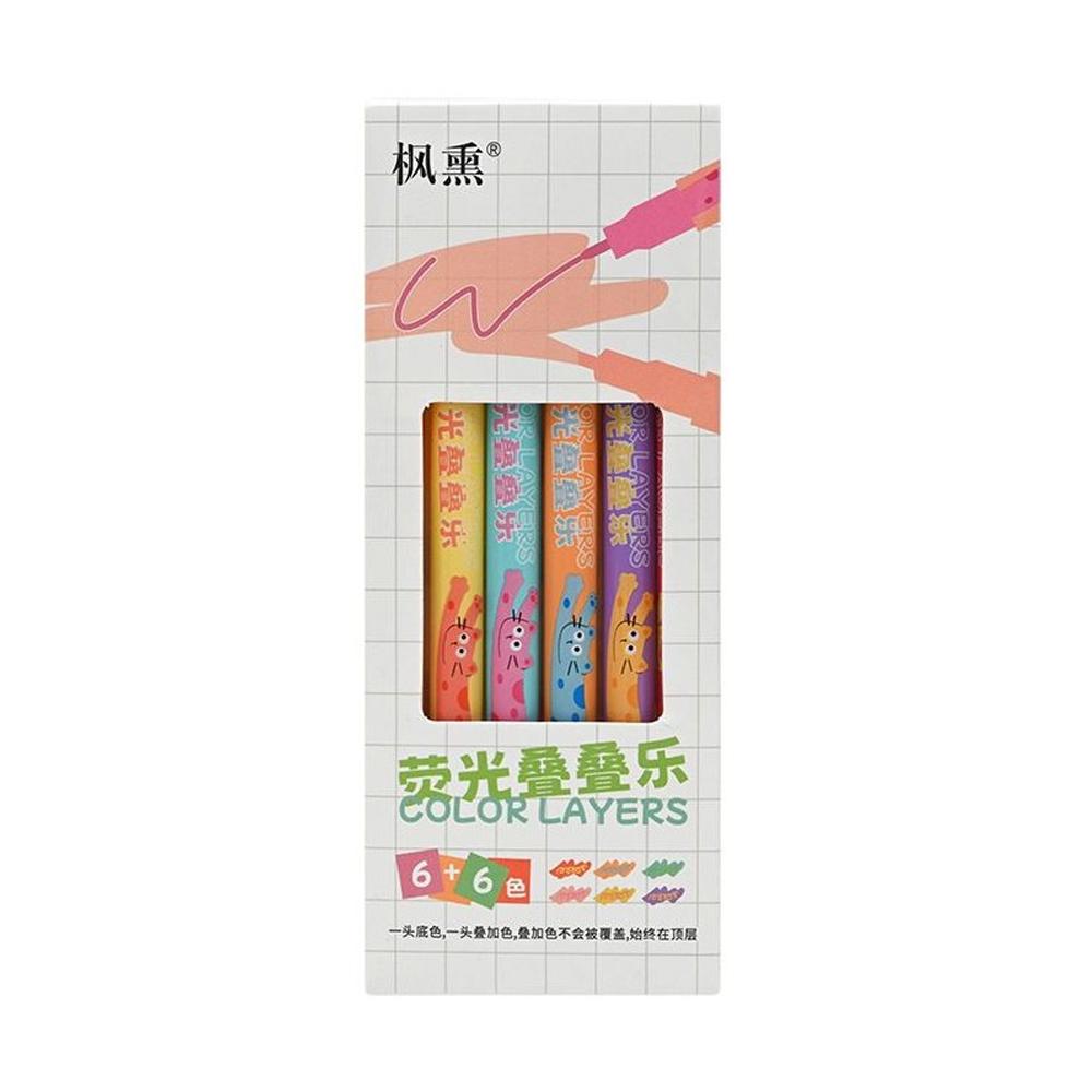 6pcs/set Pastel Highlighter Pen Set Cute Aesthetic Colored Markers for Kids School Office Supplies