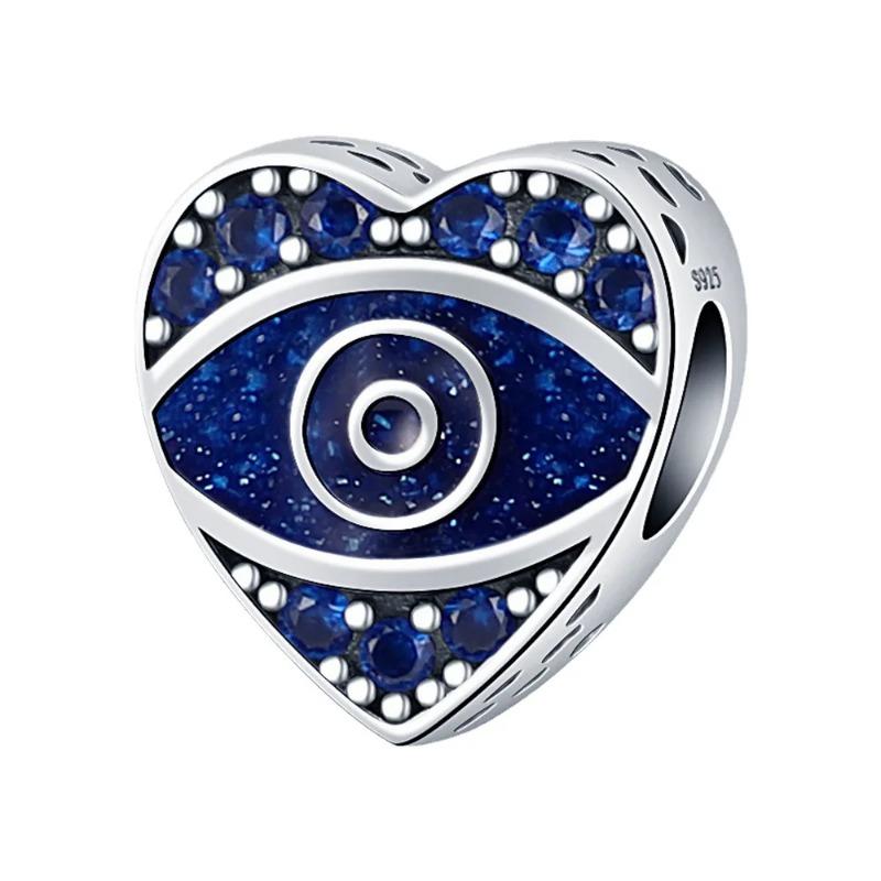 925 Silver Eye of Greece Devil Pendant Charm Bead for DIY Women Jewelry Bracelet Necklace