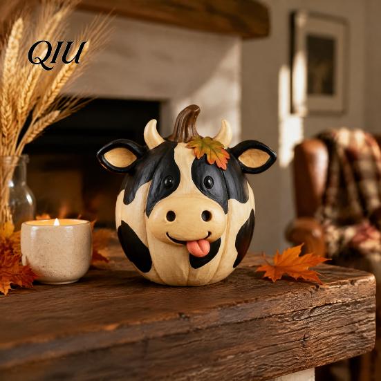 Seasonal Farmhouse Room Accents Artificial Pumpkin Decor, Cute Animals Decorative Pumpkins, Thanksgiving Resin Pumpkins Compact Outdoor Patio