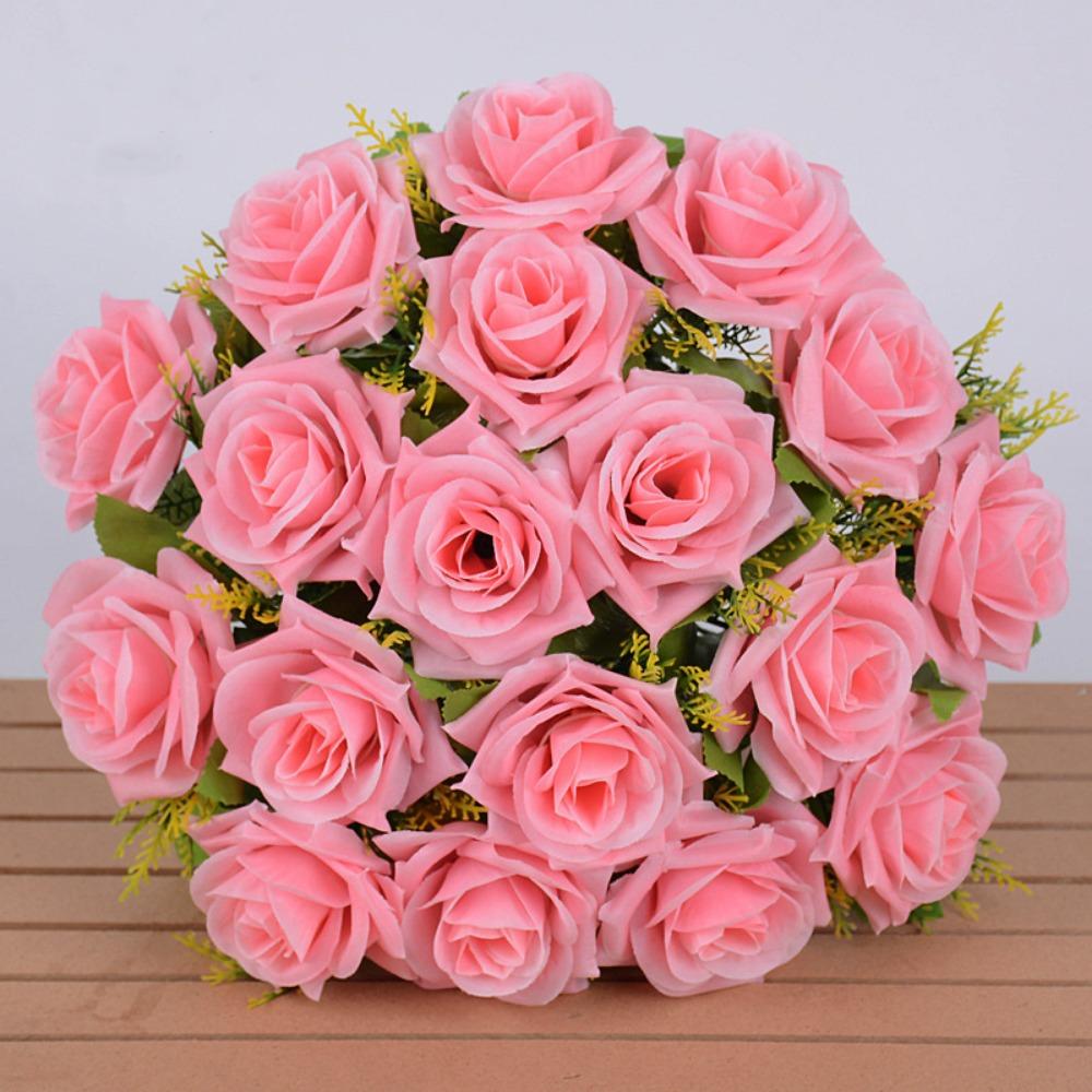 

18 Heads Real Happy Flower 9 Colors Mini Valentine s Day Flowers Photography Photo Gift Crystal Grass Bouquet Home Decorative світло-рожевий колір