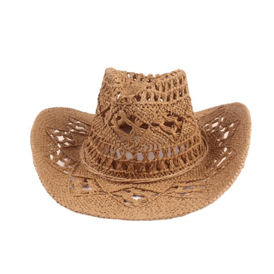 Sombrero de Vaquero Clásico Vintage Hueco Unisex Borde Rizado Ala Ancha Sombrero de Sol para Hombre Sombrero de Pesca