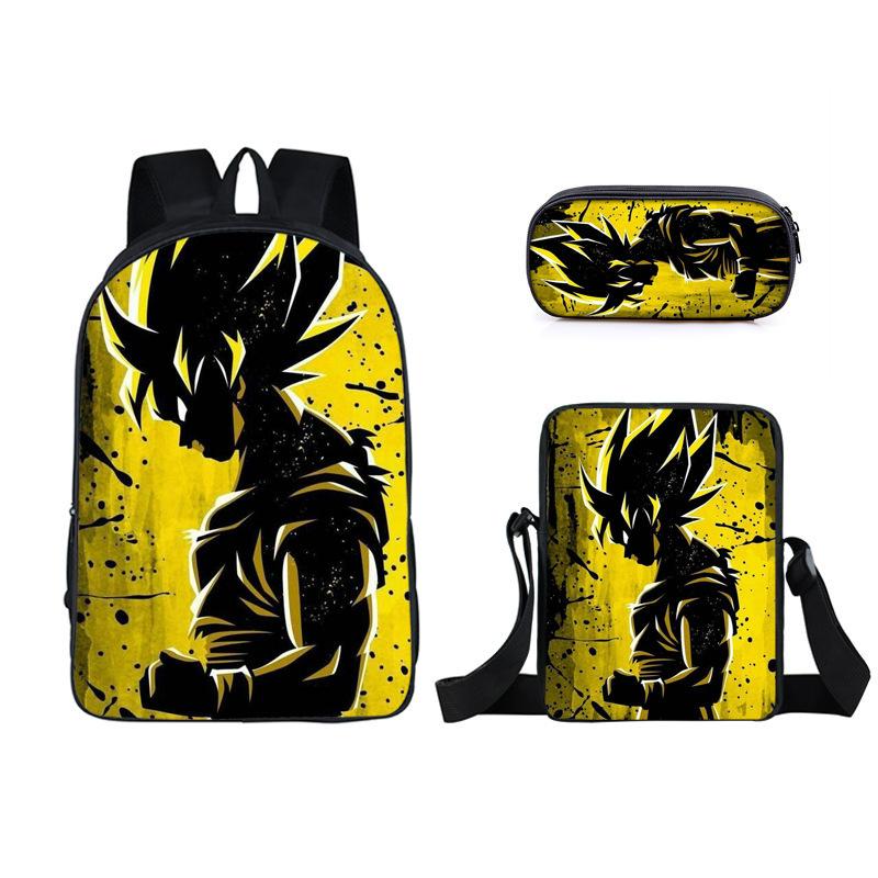 Animation seven dragon ball backpack, primary and secondary school schoolbag, satchel, shoulder bag, pencil case three-piece set