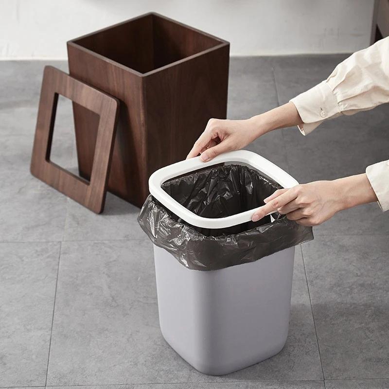 Nordic Wooden Waste Bins Bedroom Waste Bins Kitchen Cabinet and Storage Trash Can Large Waste Basket Trash Can Residue Processor