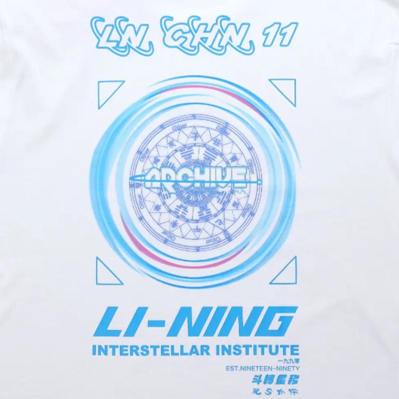 Li Ning Dazzling Star Letter Print Short Sleeve T-Shirt Comfortable Versatile Skin-Friendly Shorts Casual Sports Suit Unisex suit AHSU969-3+YKSV129-1