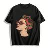 Vintage Headband Sunglasses Girl Graphic Casual Top Pure Cotton T-shirt