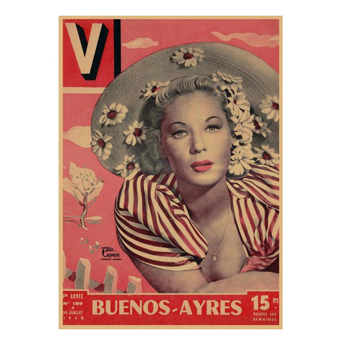 Vintage Sexy Beauty Star Illustration Wall Poster for Bar or Cafe