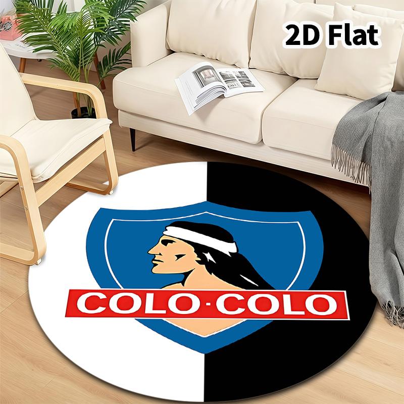 Club Social Y Deportivo Colocolo Round Area Rug Carpet Rug For Living Room Bedroom Sofa Playroom Decor Nonslip Floor Mat