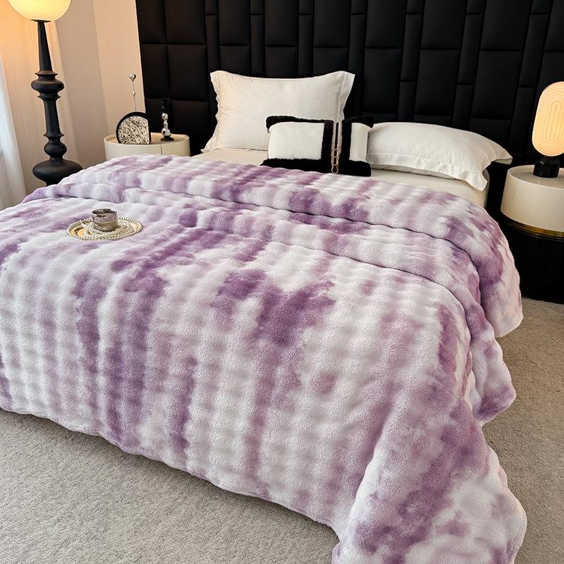 Soft Faux Rabbit Fur Plush Blanket - Thick Solid Color for Bed, Office, or Sofa