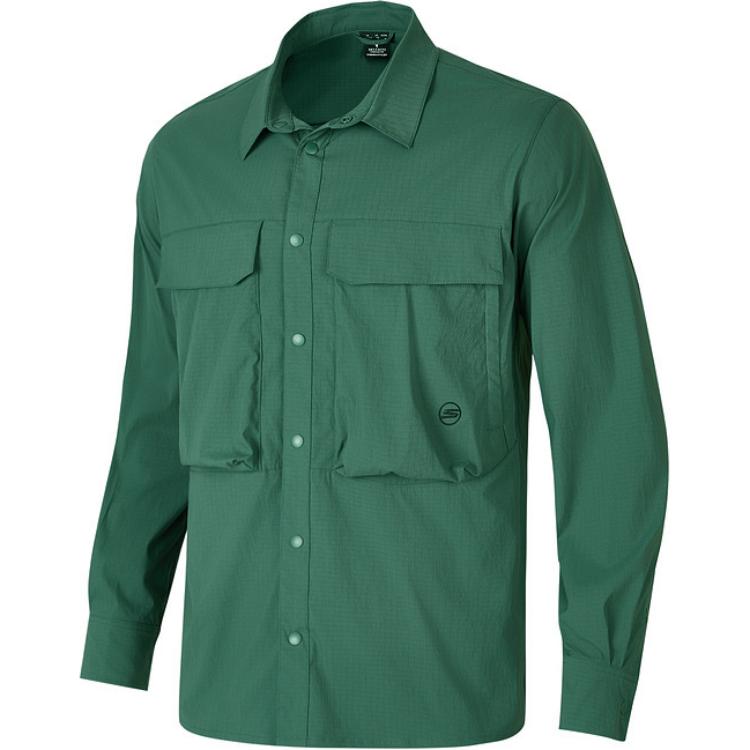 Skechers Sports Lifestyle Series Brand Logo Moisture Wicking Quick Dry Breathable Casual Woven Long Sleeve Multi Pocket Shirt Men shirts P424M046-03RT L