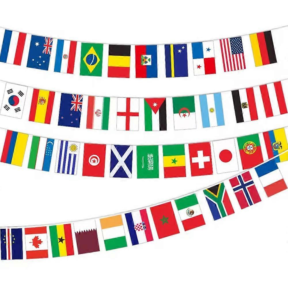 World Cup Flags Bunting 2026 Extra Large Size 48 Countries Flag Bunting 14.5m for Football Tournament Sport Club