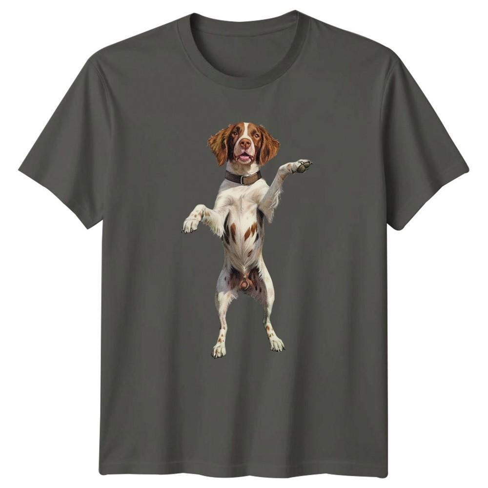 Brittany Spaniel Dog Standing Animals Unisexs TShirt Unisexs Tee Graphic Unisex Top S