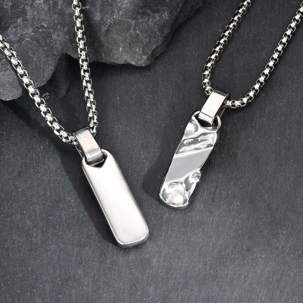 Kleine Hundemarken-Anhänger-Halsketten für Männer Jungen, Vintage Edelstahl Gehämmert Textur Militärische Hundemarke Halsband Geschenk