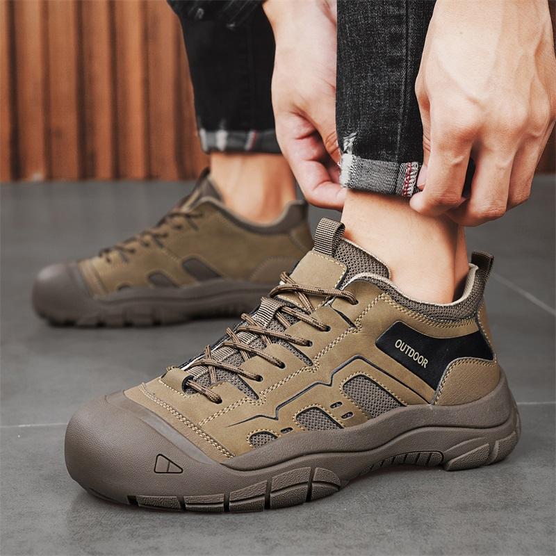Men's Non-Slip Outdoor Sneakers New Leather Treking Footwear for Men Casual Hiking Shoes Travel Climbing Camping Trainers